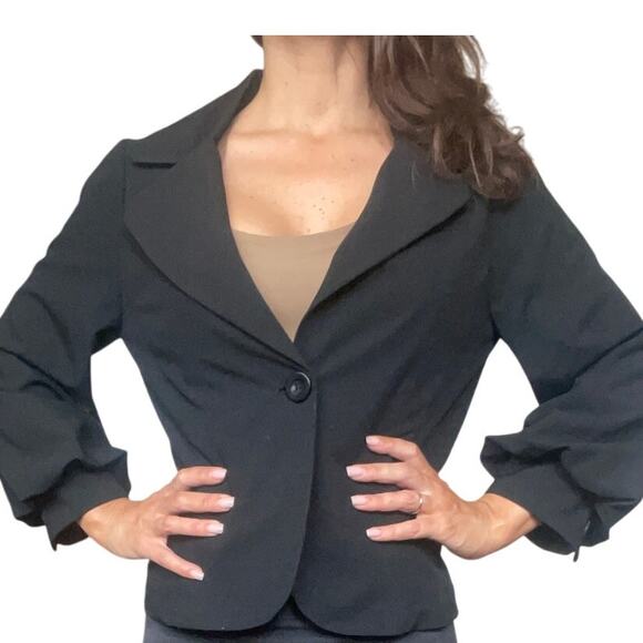 Vintage Y2K Funky RAMPAGE Blazer POOFY CUFFS Medium M Cropped OFFICE SIREN - Picture 1 of 4